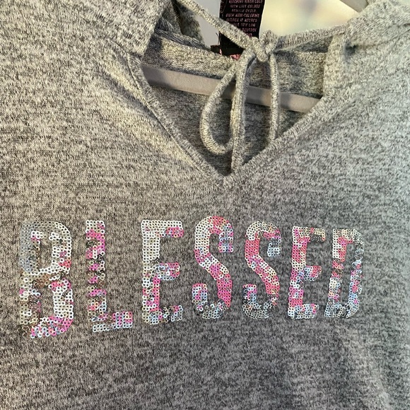 🛑 large Blessed sequin gray hoodie - Picture 3 of 10